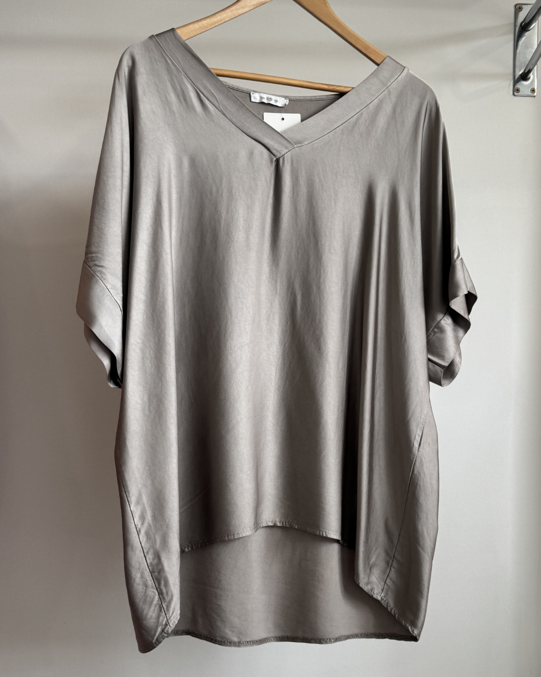 Quinn Satin V-Neck Tee