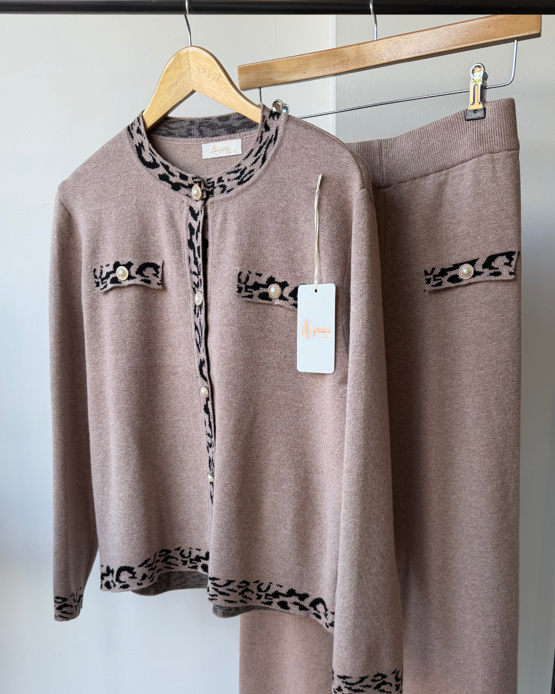 Valerie Leopard Trim Knitwear Co-Ord