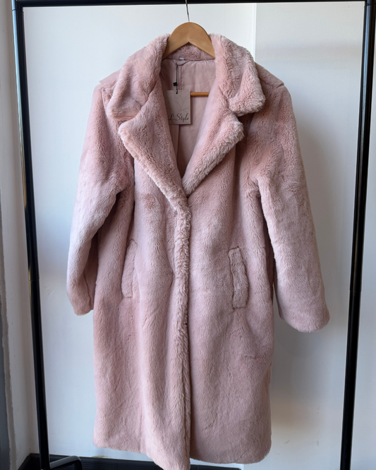 Audrey Pink Faux Fur Coat