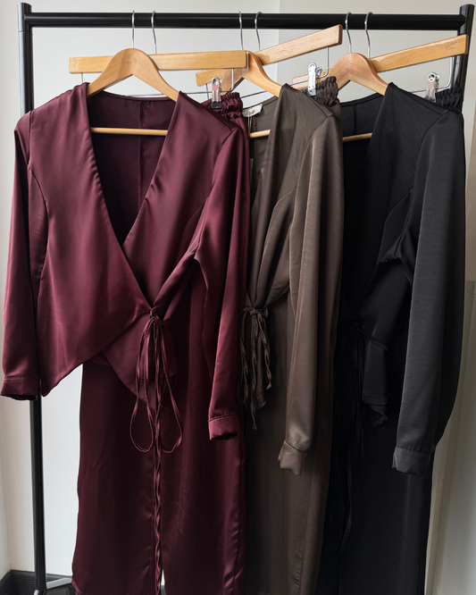 Olivia Satin Wrap Co-Ord