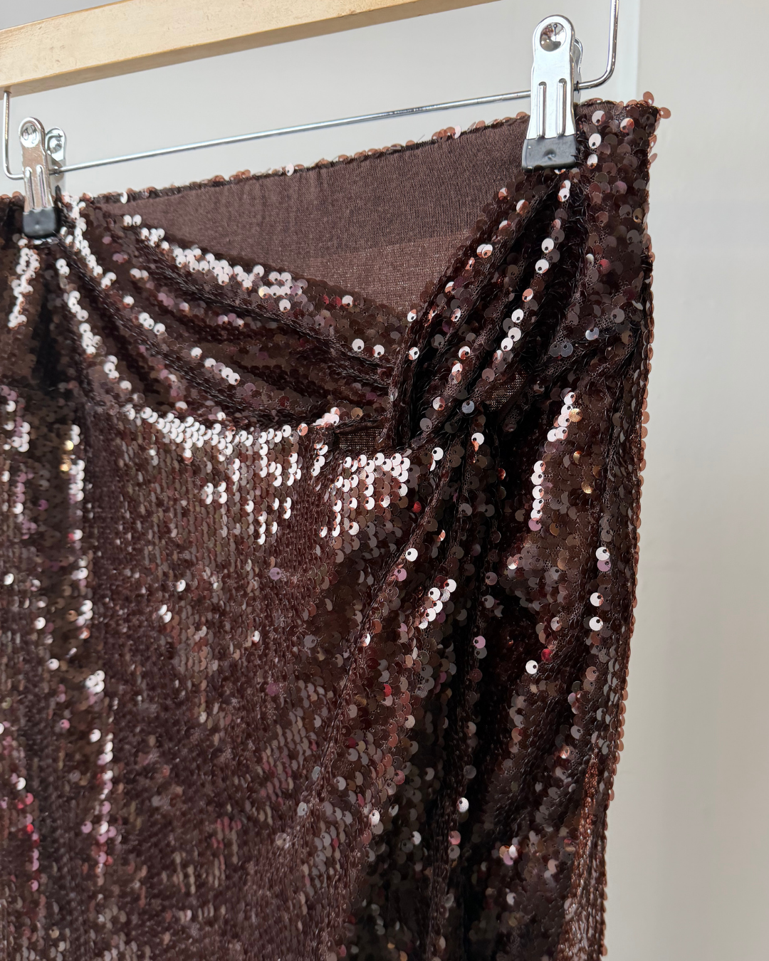 Grace Ruched Sequin Slit Maxi Skirt