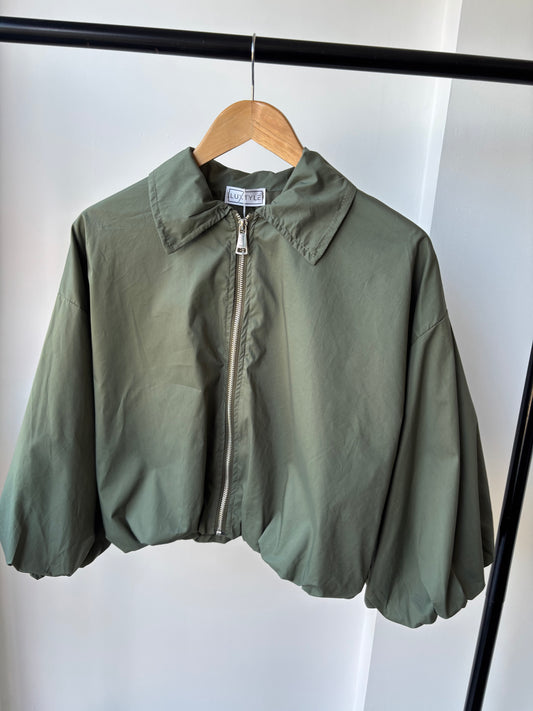 Romie balloon sleeve bomber jacket