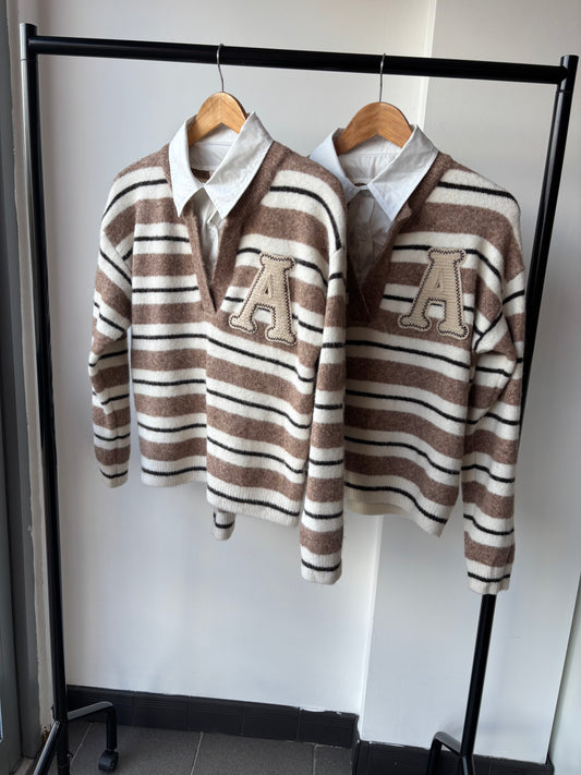 Verity Varsity V-Neck Knit