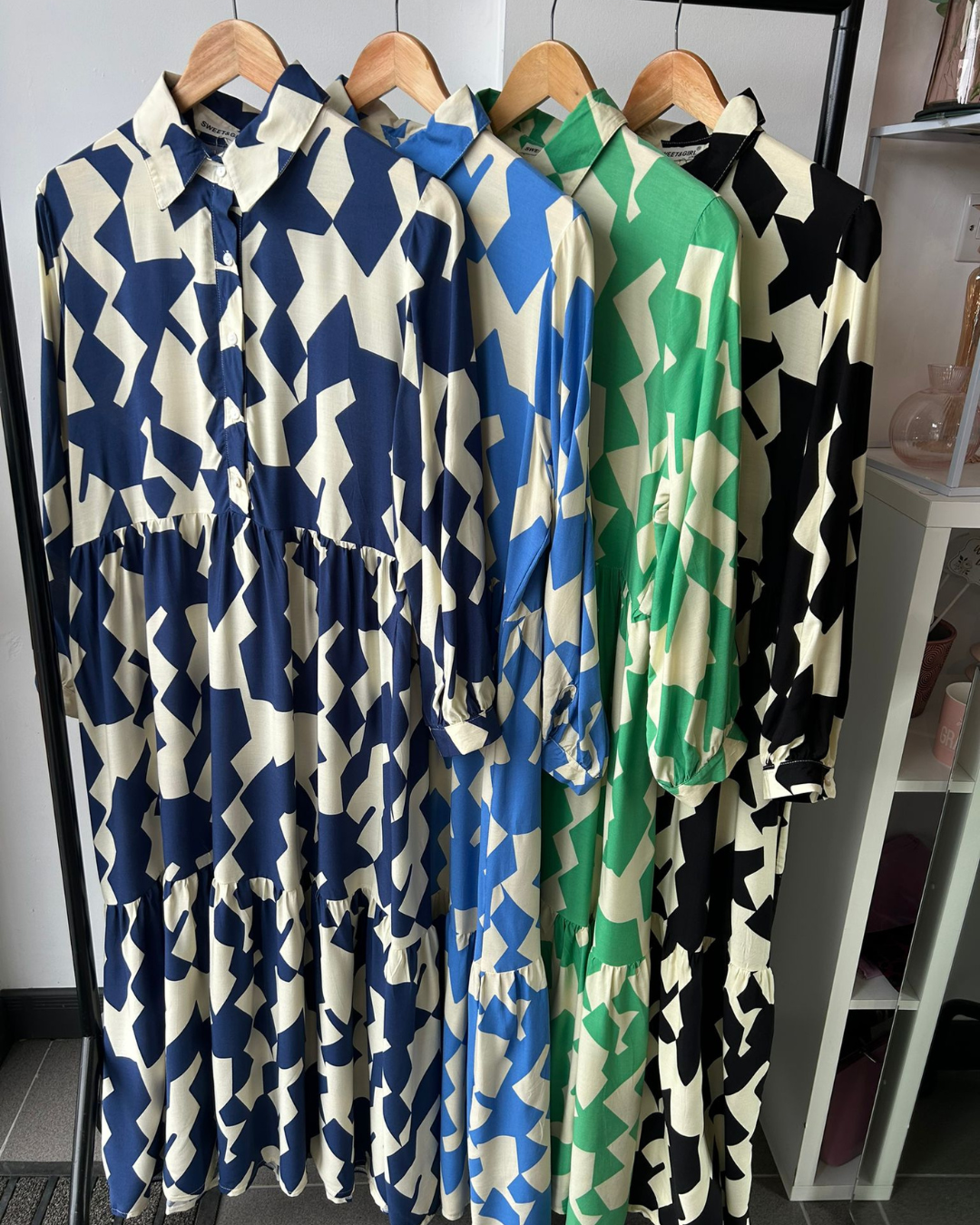 Amelia Geometric Collar Maxi Dress