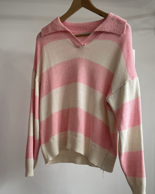 Freya Knitted Striped V-Neck