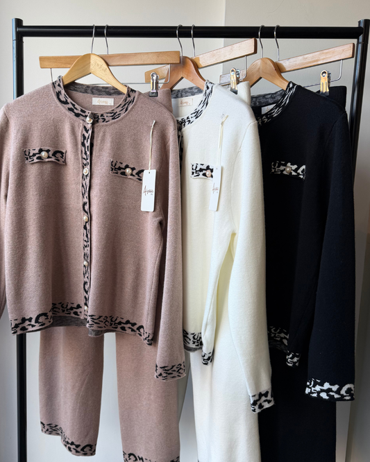 Valerie Leopard Trim Knitwear Co-Ord