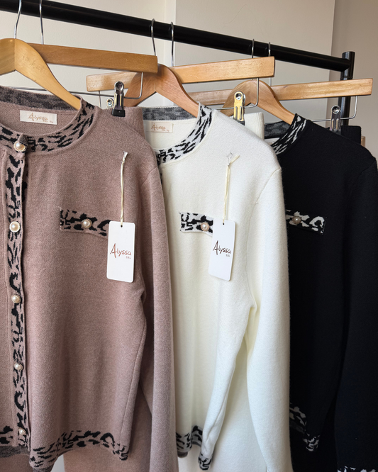 Valerie Leopard Trim Knitwear Co-Ord