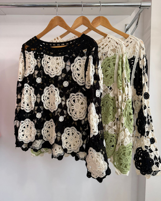 Heidi Crochet Knit Long Sleeve Top