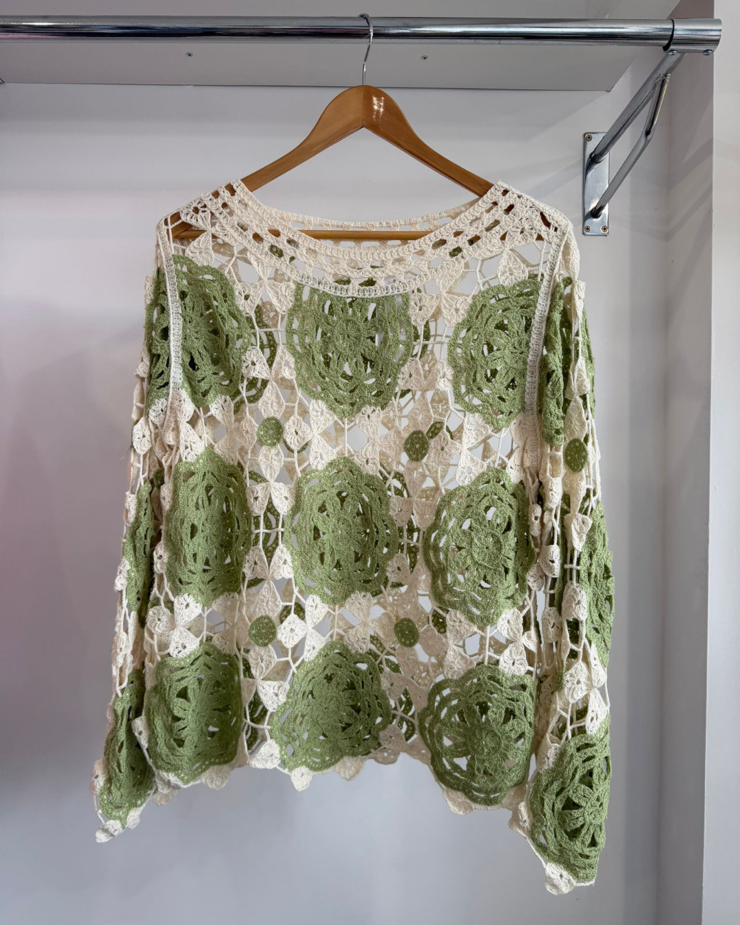 Heidi Crochet Knit Long Sleeve Top