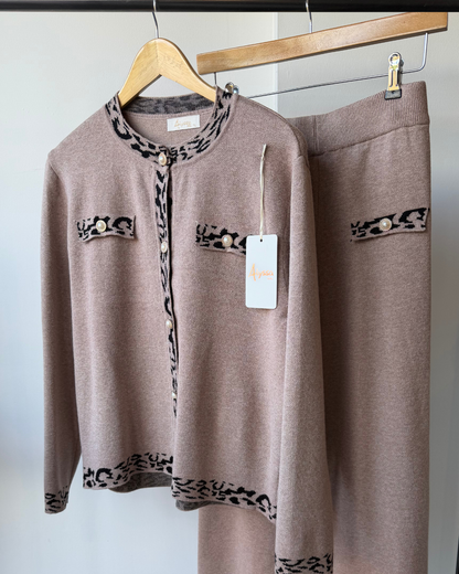 Valerie Leopard Trim Knitwear Co-Ord
