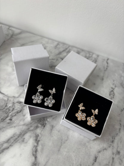 Bella butterfly flower earrings