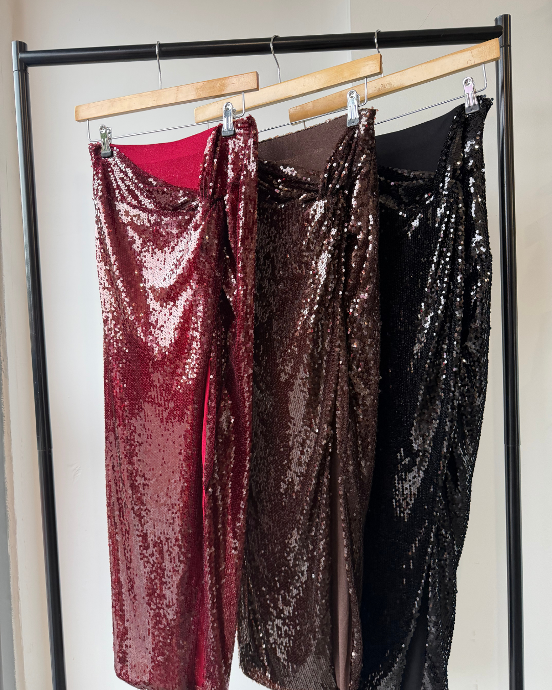 Grace Ruched Sequin Slit Maxi Skirt