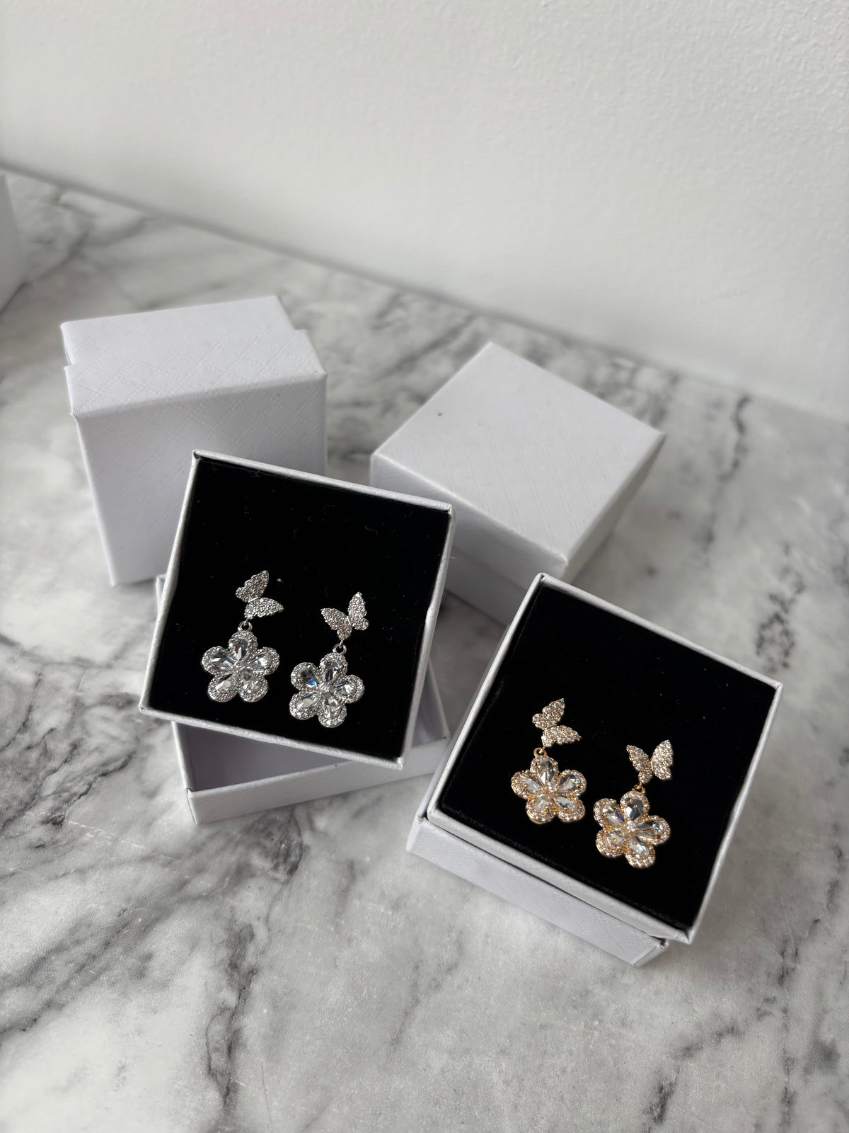 Bella butterfly flower earrings