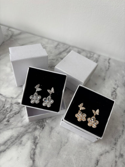 Bella butterfly flower earrings