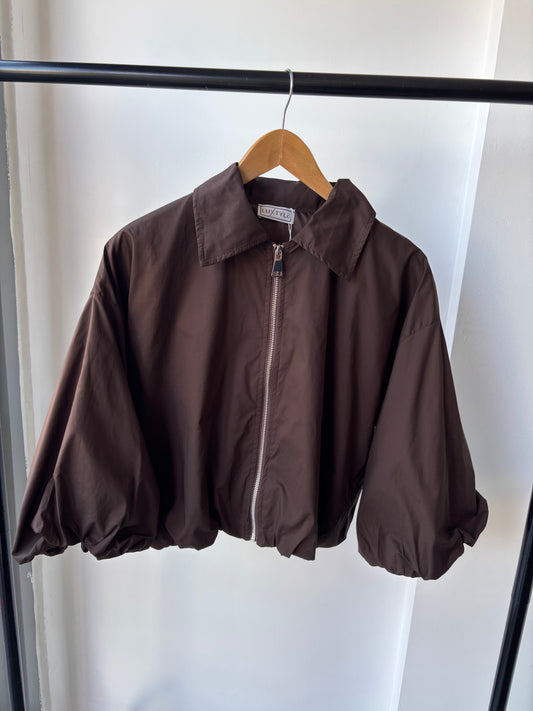 Romie balloon sleeve bomber jacket