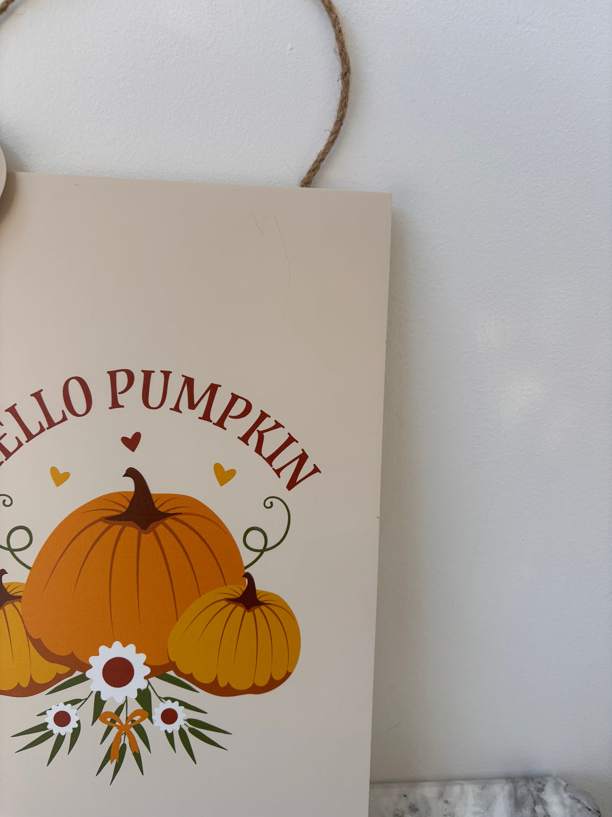 ‘Hello pumpkin’ sign