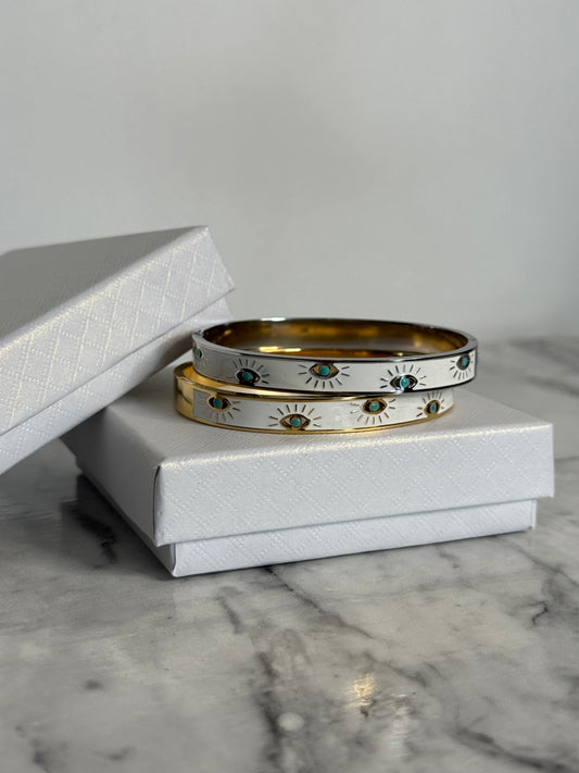 Harley Evil Eye Clasp Bangle